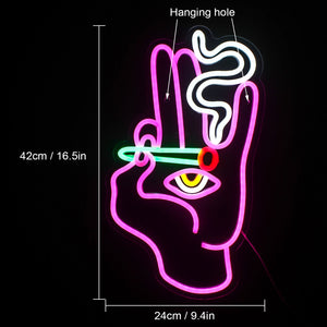 Smokie Hand All-Seeing Eye Neon Light
