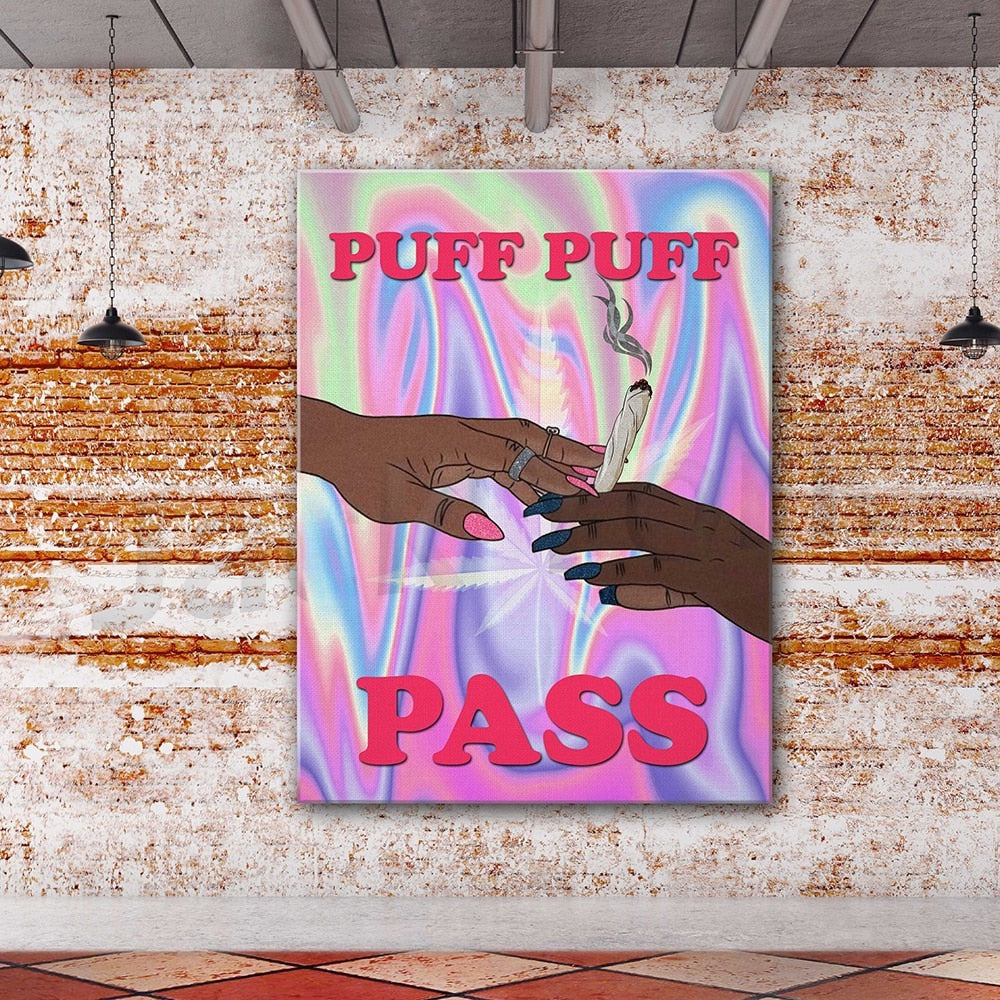 Puff Puff Pass Canna Cloth Poster