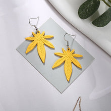Load image into Gallery viewer, Leather Cannabis Leaf Vintage Earrings

