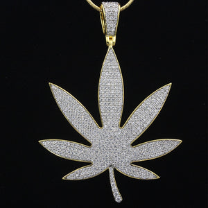 24K Gold/.925 Silver-plated Crazy Bling Large Leaf Chain Necklace