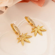 Load image into Gallery viewer, 24K Cannabis Leaf Gold plated Earrings
