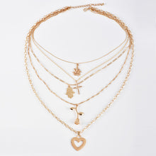 Load image into Gallery viewer, 18K Gold Plated Boho Stacked Leaf Necklace
