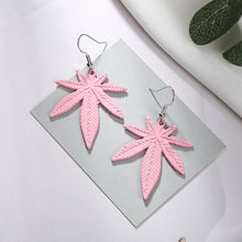 Load image into Gallery viewer, Leather Cannabis Leaf Vintage Earrings
