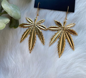 Bold Gold Large Leaf Earrings