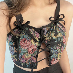 Floral Corset Strap Top