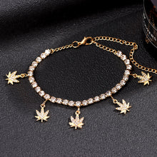 Load image into Gallery viewer, 18K Gold Plated Bling Leaf Anklet
