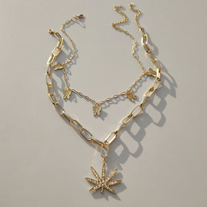 Butterfly Garden Leaf Stacked Necklace