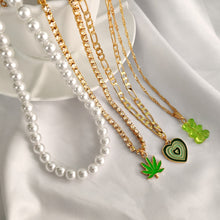 Load image into Gallery viewer, Yummy Gummy Green Leaf Stacked Pearl Necklace
