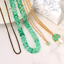 Load image into Gallery viewer, Green Faux Jade Shroom Stacked Necklace

