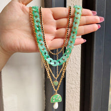 Load image into Gallery viewer, Green Faux Jade Shroom Stacked Necklace
