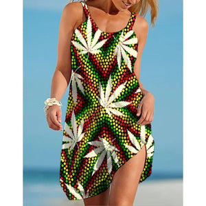 White Leaf Comfort Casual Beach Fashion Dress