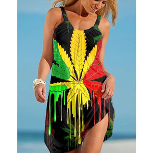 Rasta Leaf Comfort Casual Beach Fashion Dress