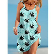 Load image into Gallery viewer, Blue Diamond Leaf Comfort Casual Beach Fashion Dress
