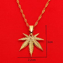 Load image into Gallery viewer, 24K Gold plated Weed Leaf Necklace
