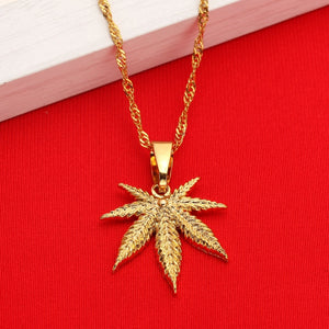 24K Gold plated Weed Leaf Necklace