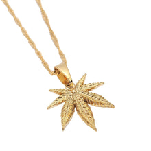 Load image into Gallery viewer, 24K Gold plated Weed Leaf Necklace
