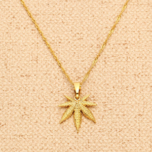 24K Gold plated Weed Leaf Necklace