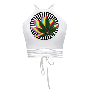 Fashion Leaf Psychedelic String Crop Top